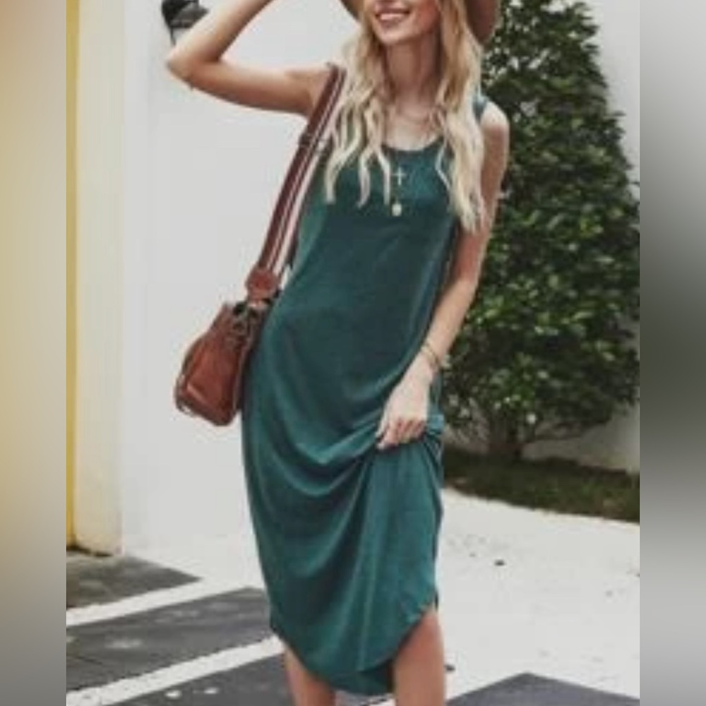 Long & green tee shirt tank dress